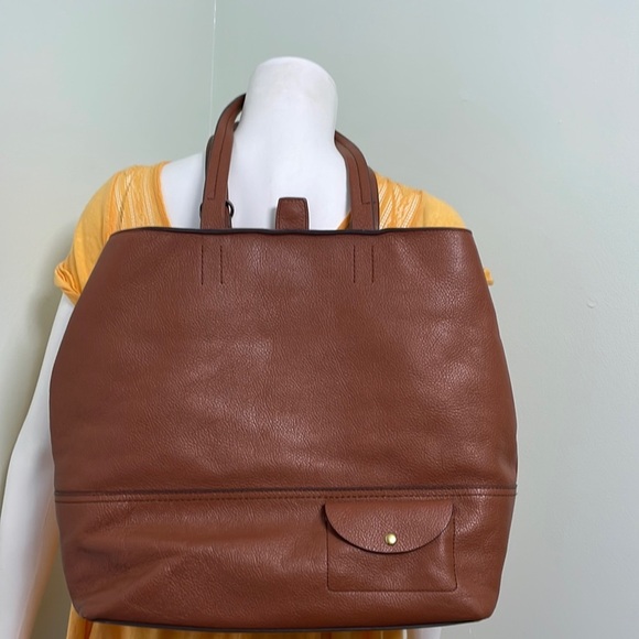 J. Crew all day roasted chestnut leather tote - Picture 1 of 10